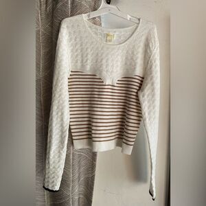 Anthropologie Maeve Stripe Ribbed Knit Sweater Womens Size Large